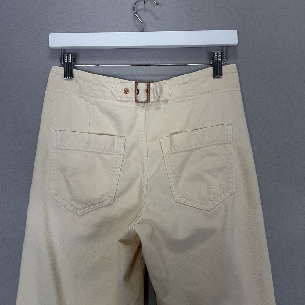 Pilcro Anthro Mid-Rise Wide-Leg Trouser Jeans Womens 26 Cream Utility Pants Boho - Picture 6 of 13